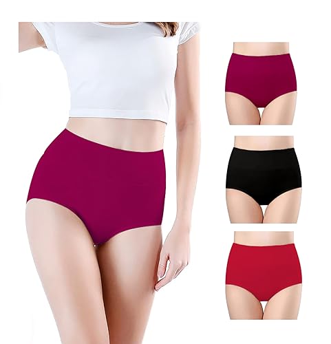 Image of Combo Women's High Waisted Cotton Hipster Panty Ladies Soft Panties l Women Cotton Hipster Panty l Women's Seamless High l Women Underwear - (Pack of 3)