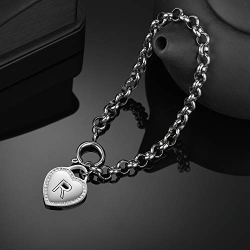 Image of CaleesLLC Letter A to Z Initial Charm Bracelet Adjustable Stainless Steel Anklet Personalized Wrist Link for Women