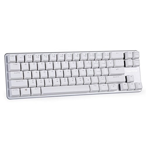 Image of Qisan Happy Deals 10% Discount Off Mechanical Keyboard Gaming Keyboard Blue Switch 68-Keys Mini Design (60%) Gaming Wired Keyboard White Silver Magicforce