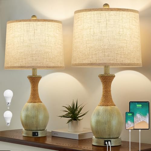 EJIAXIN Bedside Table Lamp Set of 2 - Bedroom Table