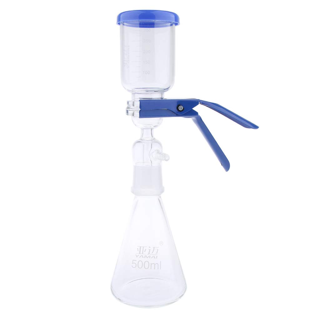 Aparato de filtración de 500 ml, unidad de filtración de laboratorio al vacío con embudo y abrazadera