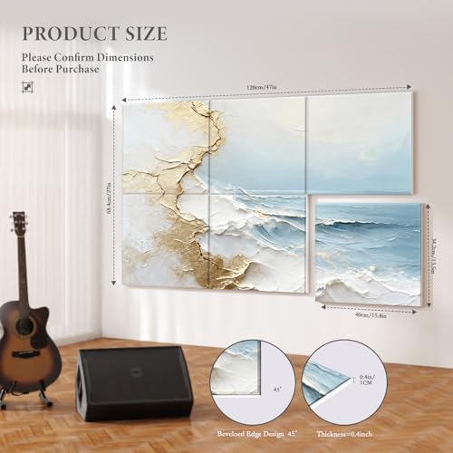 Image of JBER Acoustical Wall Panels 47.2 inch x 27 inch, Art Acoustic Panels, Gilded Surf