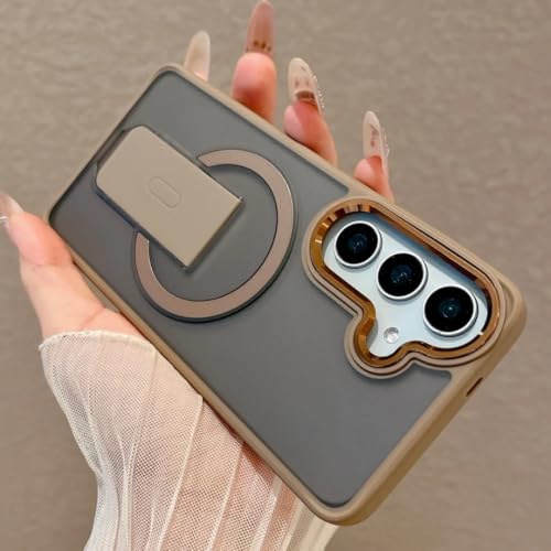 Coque Samsung S23 Plus avec support pliable et aimant mat marron antichoc