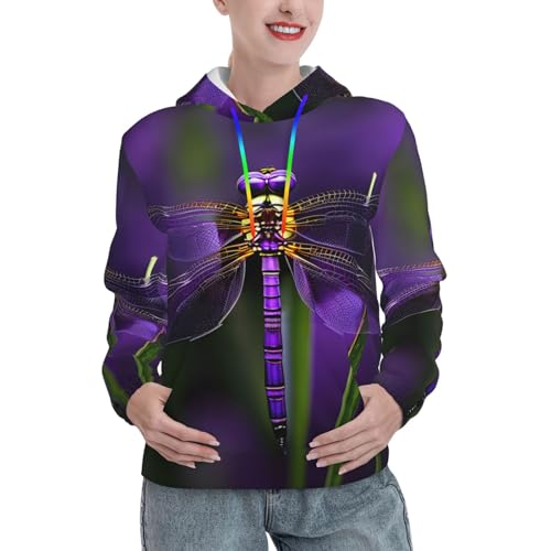 Sweat à capuche libellule violette, le cadeau d'automne parfait pour femme