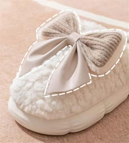 Caistre Furry Slippers for Women Bow-knot Plush Slides House Shoes Soft Cozy Memory Foam Slippers with Rubber Sole 20252
