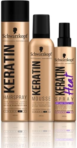 Schwarzkopf Styling Keratin Heat Protection Hair Spray, Frizz Control, 230 degree Heat Protect, 200 ml