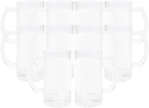 Juego de 24 vasos de sublimación en blanco, tazas de cerveza con mango de 16 oz, vasos de cerveza de 16.9 fl oz, vasos de vidrio para bricolaje en