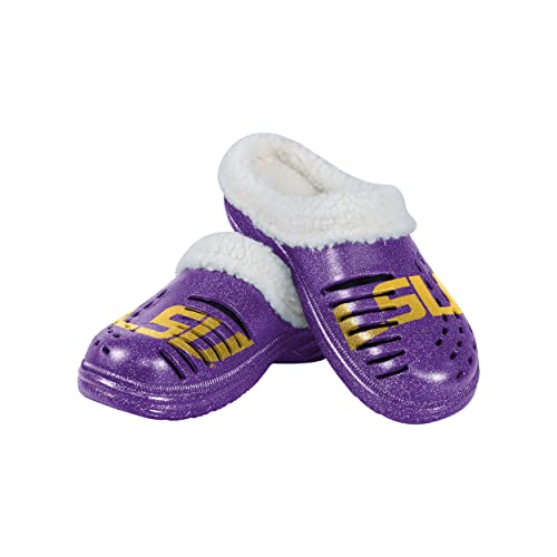 FOCO LSU Tigers NCAA Womens Sherpa Lined Glitter Clog - L