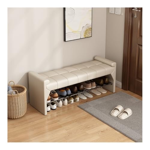 シューベンチ、 靴履き替え用スツール - 玄関ホールに設置する、柔らかいパッド付きの靴履き用ベンチ(Beige,100cm)