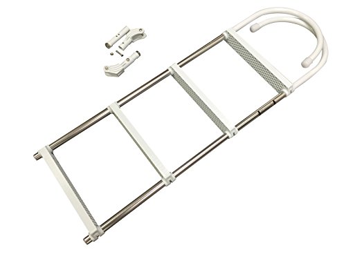 Marine Boat Aluminum White POLYETHYLENE Swim Boarding 4 Steps Ladder Hook 46X15