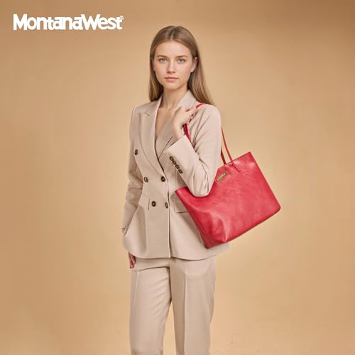 Image of Montana West Medium Tote Bags for Women Shoulder Handbag with Zipper Lightweight Everyday Purse for Work, Travel, or Shopping