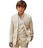 Mi Bo Tong Boys Linen Suit Slim Fit Kids Suit for Boys Summer Beach Wedding Suit Kids Tuxedos Sui...