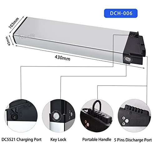 Tooefft 36V 10.4Ah 12.5Ah/13Ah 17.5Ah Akku DCH006 Elektrofahrrad Akku 36Volt für Faltrad ADO A20 Mate City (L410mm 36V 17.5Ah)