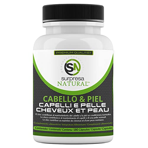 Pelle e capelli 180 capsule altamente dosate con biotina, vitamina B1, B6, estratto di miglio, zinco, acido folico e molto altro Testato in laboratorio, vegano (1)