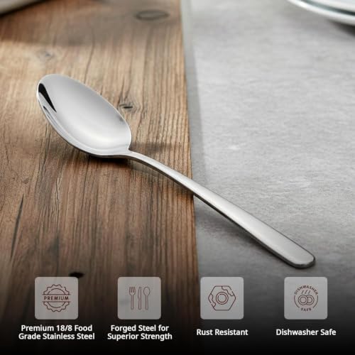 Image of Culinex 18 /8 Premium Stainless Steel 6.3 inch Tea Spoon Set of 12 for Dining Table, Kitchen - Dora| Small Spoons Ideal for Tea, Coffee, Spices, Dessert, Silver Rustproof Flatware By thinKitchen