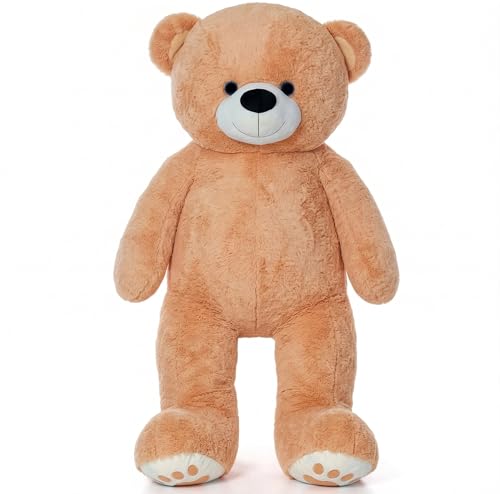 Image of Inky Ponky Stuffs Honey Hugs 3 Feet Giant Brown Teddy Bear | Ultra Soft High-Pile Plush Fur | Cute Big Size Cuddle Toy with Embroidered Paw Prints | Birthday, Anniversary & Romantic Gift