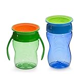 Wow Cup Stages Kids and Baby 360 Sippy Cup, Blue/Green, 10 oz/7 oz, 2 Pack