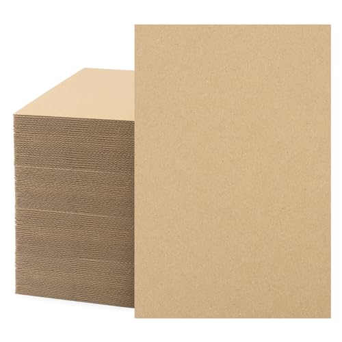 Image of Mat Board Center, 100-Pack 4x6 Corrugated Cardboard Sheets, Trading Card Protectors For Shipping, Cardboard Inserts Packing Dividers Layer Pads, Corrugated Sheet For Craft Project (Kraft Brown)