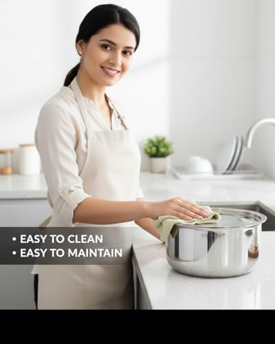 Image of Pradeep Triply Stainless Steel Tope with Lid|Induction&Gas Compatible Patila|3Layer Base|Non-Toxic Reactive|Milk Boiler,Tea&Cooking Pot|Even Heat Distribution|Multi-Purpose Cooking Pot(18cm-2.3ltr)