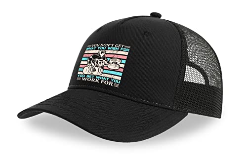 Casquette de camionneur fitness anti-chaleur filet respirant et coton noir visière incurvée