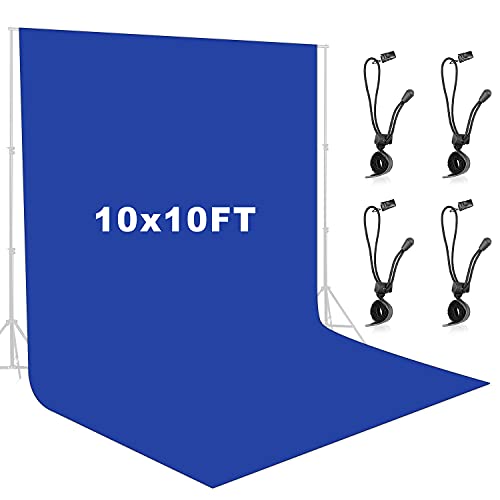 Lidlife 10 x 10 ft Blue Backdrop,Blue Screen Backdrop Background for Photoshoot Polyester Fabric Chromakey Blue Background Backdrop with 4 Backdrop Clips for Photography,Video Studio