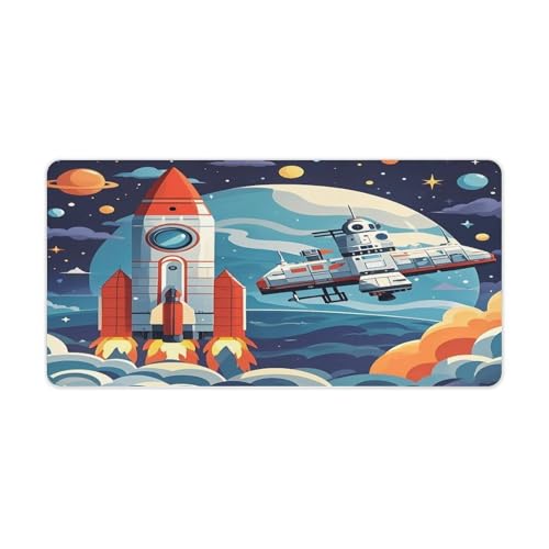 Rocket Clipart Space Ship Desk Pad Large Office Desk Mat miniatura 1