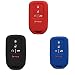 Qty 3 Black Red and Navy Blue Silicone Key Cover Case Holder Chain Bag Key Fob Case Cover fit for 2015 2016 2017 Honda Civic Accord Pilot CR-V