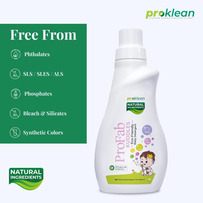 Image of ProFab Kuddles | Eco-friendly baby detergent | 99.9% germ free | Natural ingredients | Hypoallergenic | Non-toxic | Bio-based | Baby Safe | Gentle on hand | Biodegradable | 500 ml
