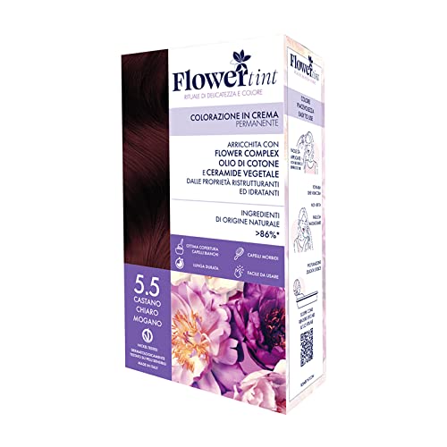 PUROBIO FLOWER TINT - COLORAZIONE 5.5 CASTANO CHIARO MOGANO IN CREMA PERMANENTE ECOBIO VEGANO