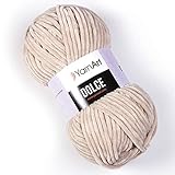 Yarn Art Dolce Yarn 100% MicroPolyester Velvet Blanket Amigurumi Super Bulky :6 Baby Chenille Yarn (1 Skein, 771-BEIGE)