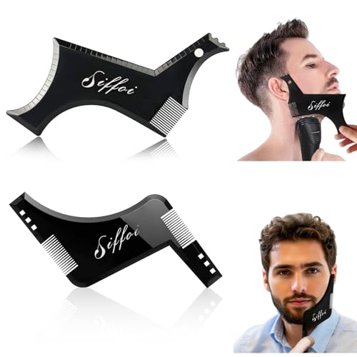 Siffoi 2PCS Men's Beard Shaping Styling Tool Set with Comb,