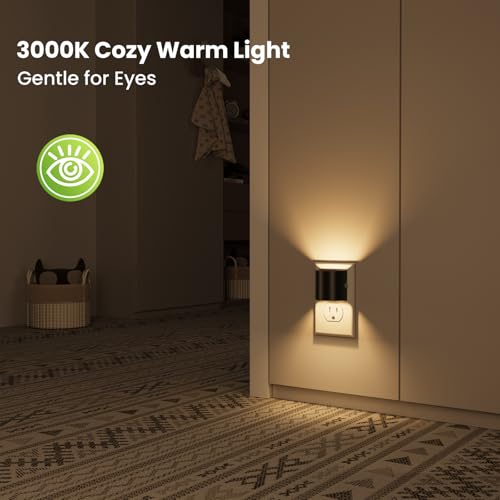 Image of Night Lights Plug into Wall, LED Night Light 2 Pack | Soft Glow Dusk to Dawn Sensor, 3-Level Dimmable Nightlight, Up & Down Lighting Night Lights for Bedroom, Bathroom, Hallway