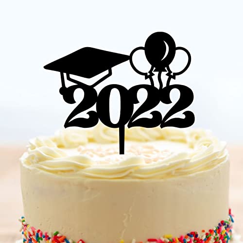 Decoración de pastel de graduación negra con purpurina acrílica 2022, globo personalizado para decoración de graduación, suministros de fiesta