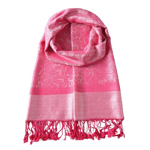 TUSHUSTY Pashmina Feel Shawls Wraps Rave Scarf for Women Soft Silky Reversible Men Scarves Hijab Pink