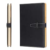 Skycase Hardcover Notizbuch A5,Liniertes Notizblöcke PU Leder,A5 Pro Notebooks Journalbuch,Executive Notepads 200 Dicke Seiten Papier,Tagebuch Journal Buch Din A5 für Büro Schule Business,Schwarz