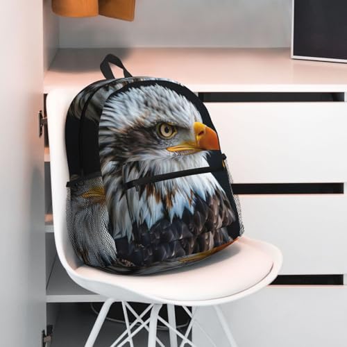 Sac à dos imprimé aigle à tête blanche décontracté noir