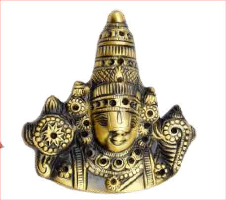 Kodia Full Brass Decorative Brass Tirupati Balaji - (Antique, 7")