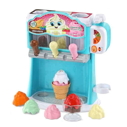 LeapFrog Count and Swirl Ice Cream Maker Playset for Kids Ages 2 Years and up, Blue