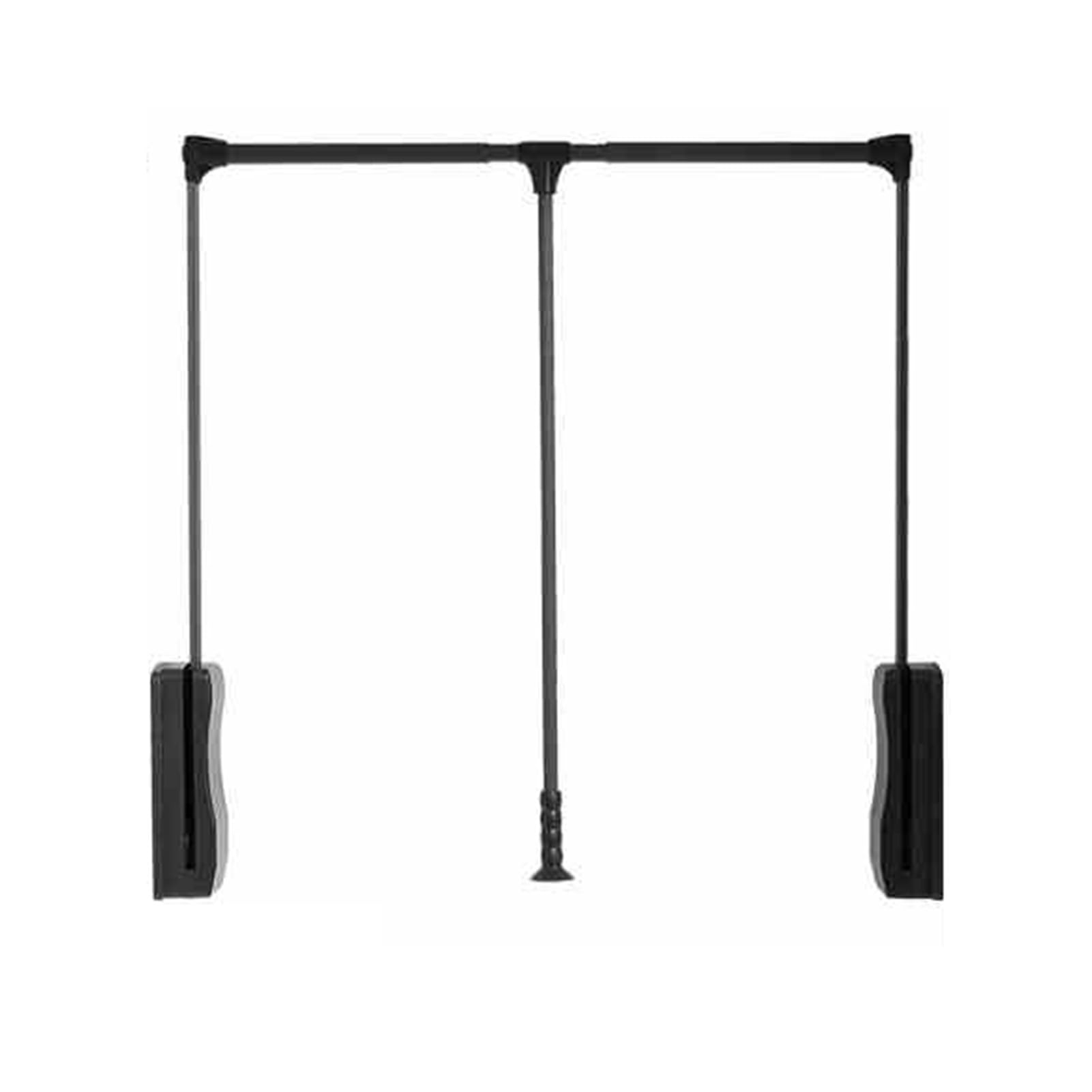 HTTGDGDH Heavy Duty Pull Down Closet Rod, Extendable Clothes Hanger With Pneumatic Buffer, 25Kg Load Capacity, Adjustable Wardrobe Clothes Rail,Black-660-890mm