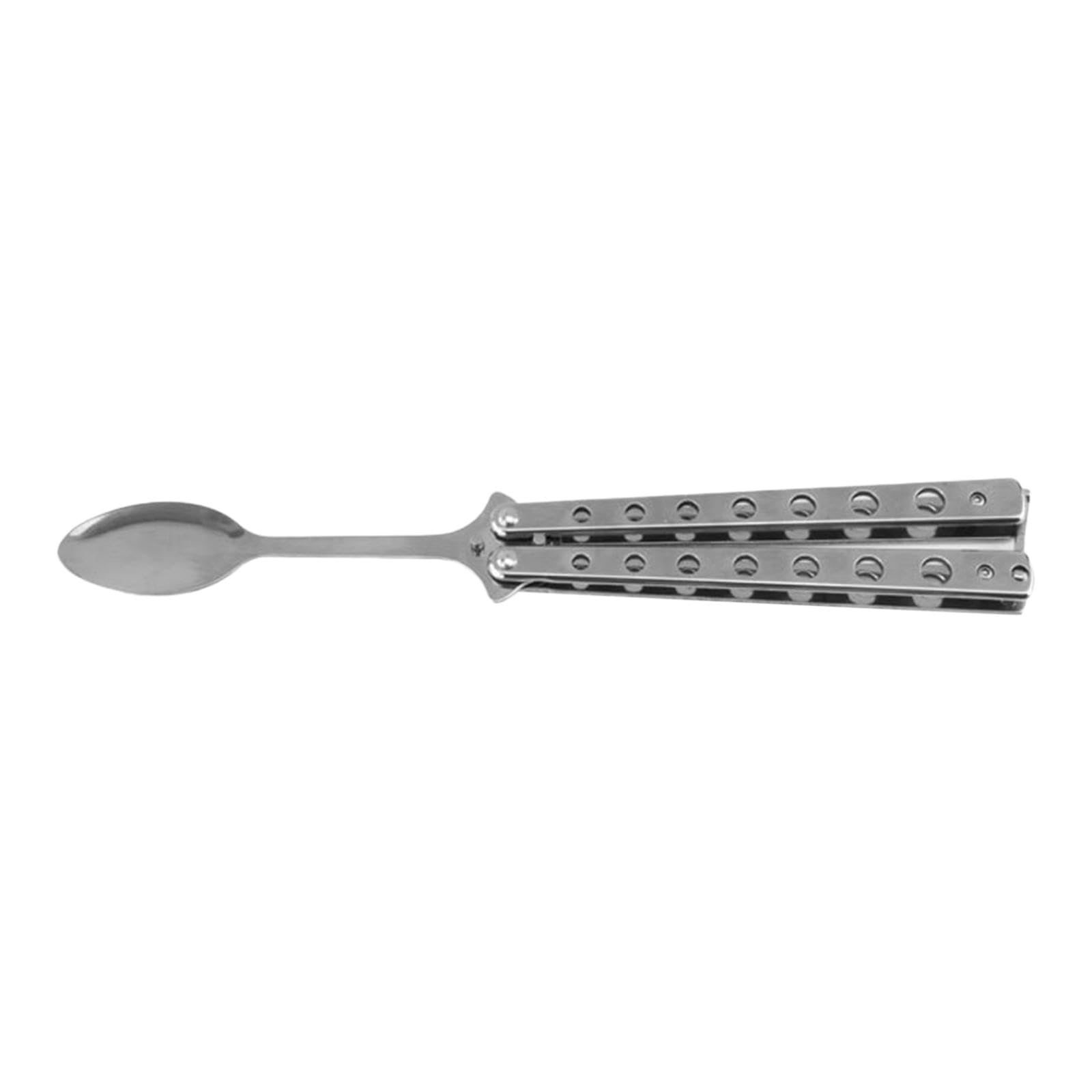 Butterfly Spoon Metal Butterfly Practice Trainer for Hunting BBQ Backpacking Argent Handle|Home & Garden|Kitchen Dining & Bar|Flatware Knives & Cutlery|Flatware & Silverware-picture-20
