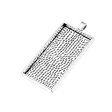 AKOAK 10 Pieces 25mm X 50mm Antique Silver Rectangle Pendant Trays Pendant Blanks Cameo Bezel...