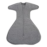 HALO Sleepsack SwaddleStretch, Arms Up or Extended Arms, Newborn Baby Swaddle, 0 – 3 Months, 0.5 TOG, Grey
