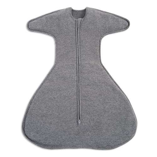 HALO Sleepsack SwaddleStretch, Arms Up or Extended Arms, Newborn Baby Swaddle, 0 – 3 Months, 0.5 TOG, Grey