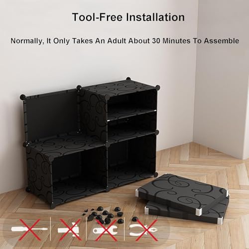 Image of LUVHOMEE Plastic Shoe Rack for Home with Door, 6-Door Shoe Storage Cabinet | 12-Shelfs for 24 Pairs | Waterproof & Portable DIY Shoe Slipper & Chappal Stand for Entryway /Bedroom (White-Y4)