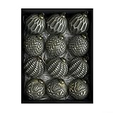 HpLive 12 Stück Vintage Weihnachtskugeln 8 cm, rustikale Christbaumkugeln, langlebige Weihnachtsbaum Dekoration für festliche Wohnideen(Schwarz)