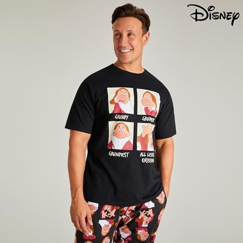 Disney Men Pyjamas Set Nightwear T-Shirt & Bottoms PJs Grumpy Lounge Set for Men and Teenagers S-3XL - Gifts for Him3