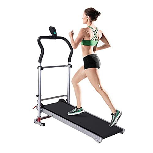 GMSWCG Shock-Absorbing Folding Manual Treadmill Work Machine Fitness Exercise Home Indoor Folding Manual Treadmill Work Machine Fitness Exercise Home Gym(Non-Electric Treadmill, No Power)