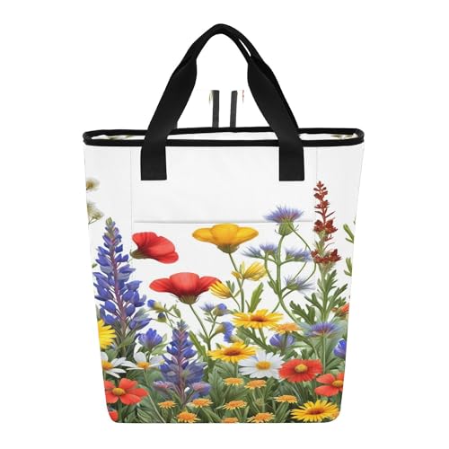 PYBUG Wild Flower Reusable Insulated Backpack 36 Cans,Large Leakproof Portable Cooler Tote Organizer for Office Picnic Hiking Beach BBQ