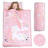 Poemuphi Toddler Nap Mat - Magical Unicorn Design with Removable Pillow and Soft Blanket, Slumber Ba