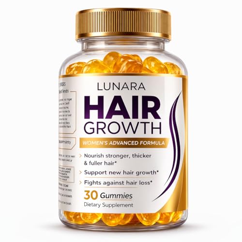 Image of Lunara Hair Growth for Women, Biotin, Collagen, Batana Oil + Vitamins | Support Hair Loss, Thicker, Fuller, Stronger Hair | Advanced Gummies Supplement for Women, 1 Month Supply